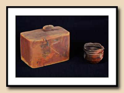 Penny Truitt-- raku matte box and pit fired pinch pot (early)