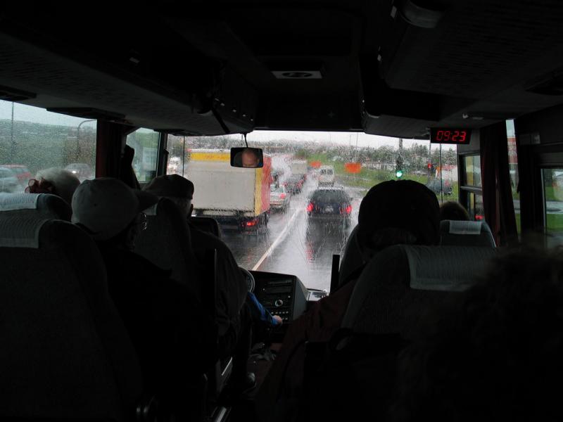 Tour Bus in Rain