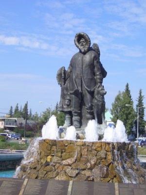 Statue of First Nation people in Fairbanks,AK.