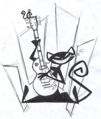 Rough sketch for Guitar Cat