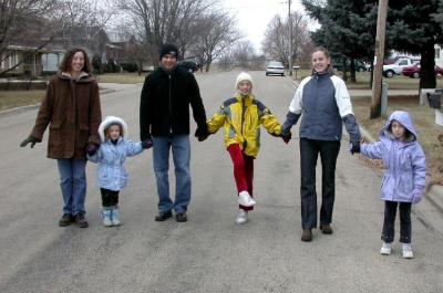 Christmas morning walk: Corrie, Rori, Robin, Julie, Barbara & Savanna