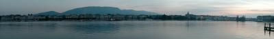 Sunset over Geneva's harbour
