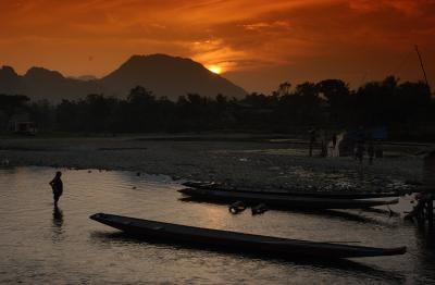 Sunset over VangVieng, Laos