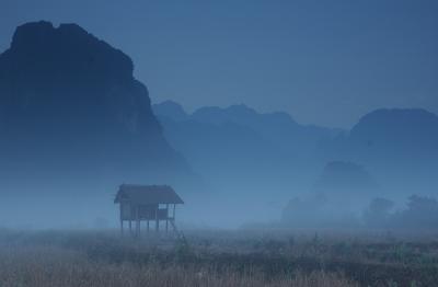 Morning mist over VangVieng, Laos