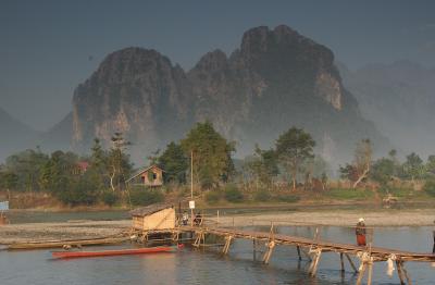 Bridge crossing in VangVieng, Laos