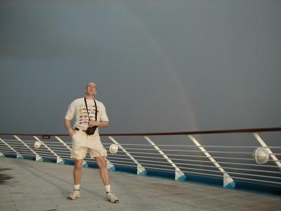 Gary and rainbow on Norweigan Sun