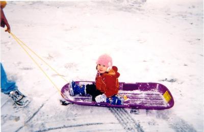 Sarah's first sled ride