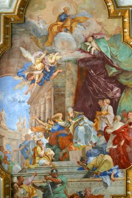 Fresco in the interior of the Church of St. Peter in Chains in Rome, Italy.
