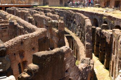 Ground level inside the Colosseum in Rome, Italy.