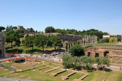 Forum as seen from the top of the Colosseum in Rome, Italy.