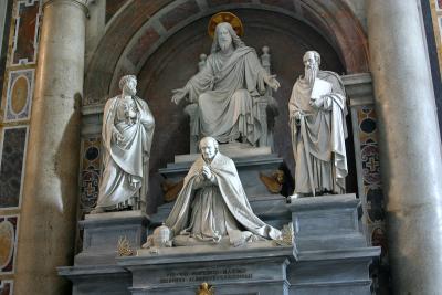 Statues inside St. Peter's Basilica in Rome, Italy.