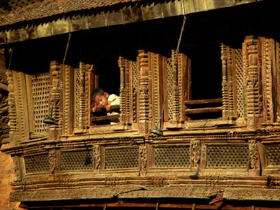 Nepal - Kathmandu, Boy in Window