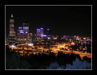 Perth city night view from Kings Park