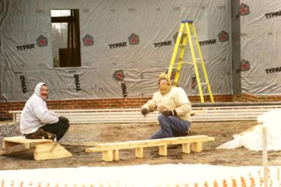 Sure is cold out there - the boys work hard at keeping warm ...