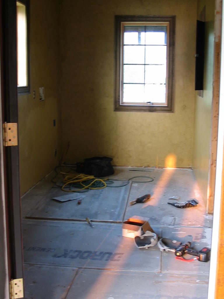 DATELINE, FRIDAY, 9/22/03 - work has begun on the tile floor