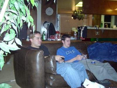 hank and adam battling it out on NHL 2001