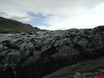 Glacier with volcano-ash