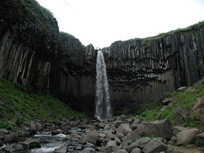 Svartifoss-Waterfall with volcano rocks