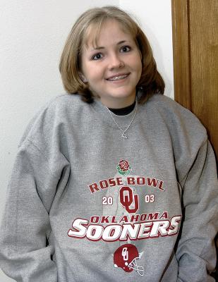 Amanda as a Sooner fan.