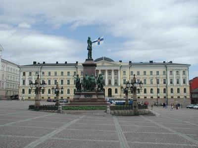 Senate Square - Statue of  Emperor Alexander and the Government Building.