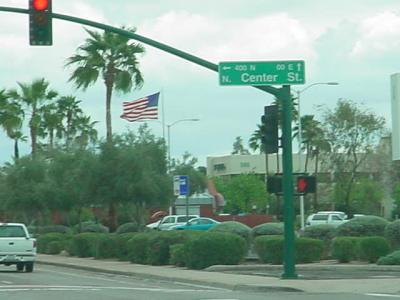31. traveling east on University Drive, turning left on north Center Street and traveling north
