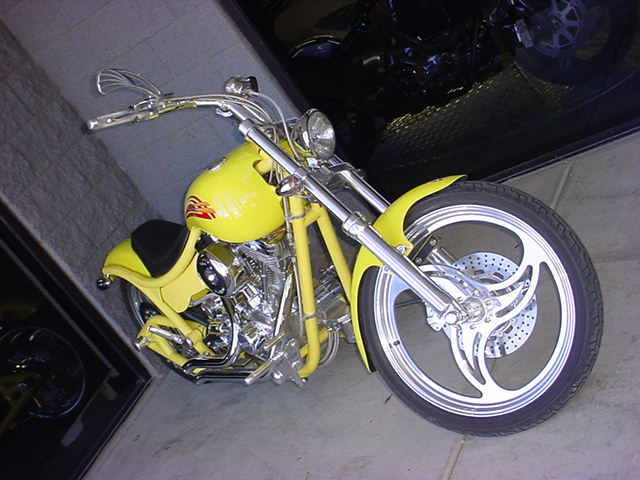 beautiful custom yellow motorcycle