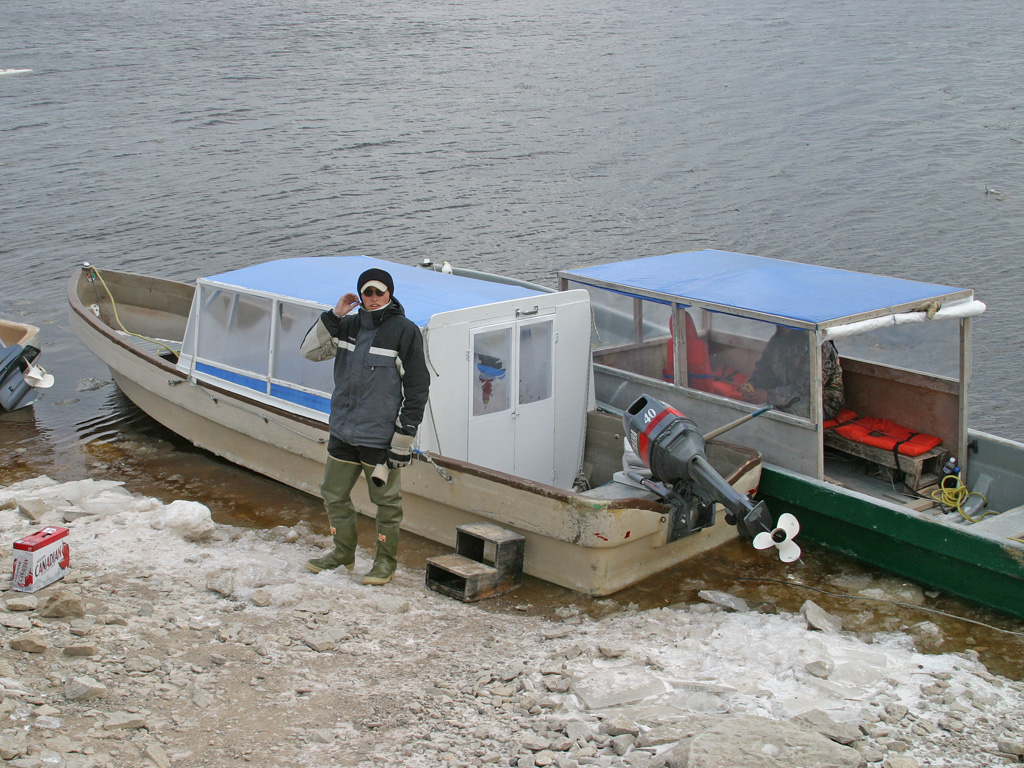 Taxi boat with doors on passenger compartment