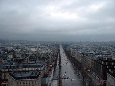 Looking down at the Champ-Elysees
