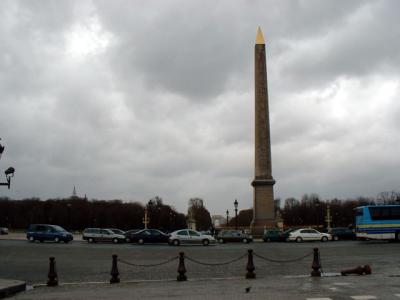 The Obelisk with the Arc de Triumph and Champ-Elysees in background