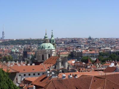 View across Charles Bridge and old town