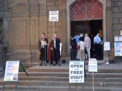 Concert advertized outside the church