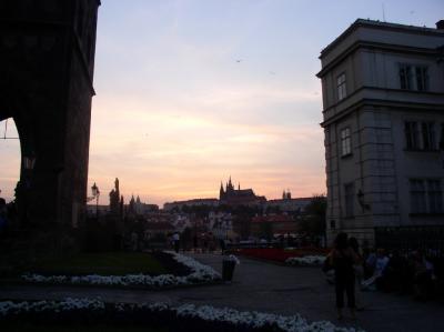 View across gardens and river to Prague Castle