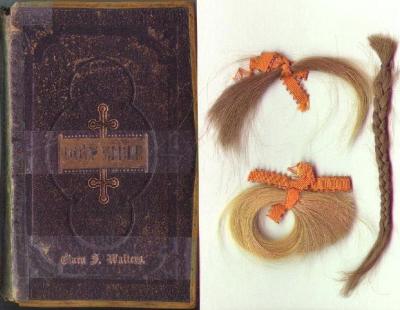 Clara Walters Bible contained 3 locks of hair. From Dora, Mary & Pearl?