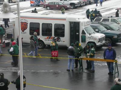 Bears van in handicapped spot.  This must be the players van.