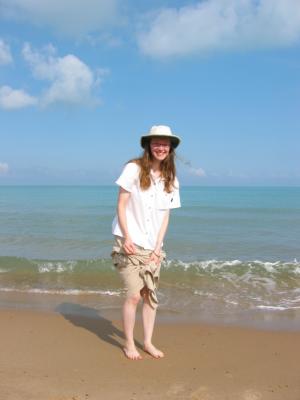 Janet by the (very cold) sea