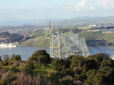 February 27, 2003 -- From the hills above Crockett all three spans can be compared.