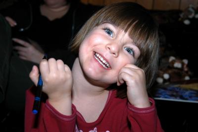 Isabelle at Christmas 2002 and a little over 4 years old