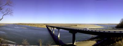 Newest Missouri River crossing between Nebraska and South Dakota. 7-shot pano