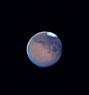 Mars taken 8-20-03 with celestron 9.25 sct, televue big barlow and vesta pro web cam.