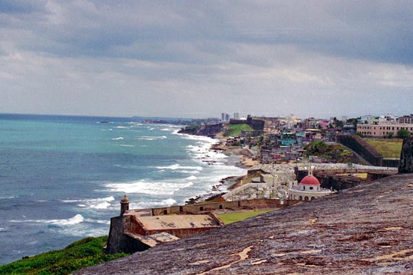 View along the north shore of Old San Juan from El Morro