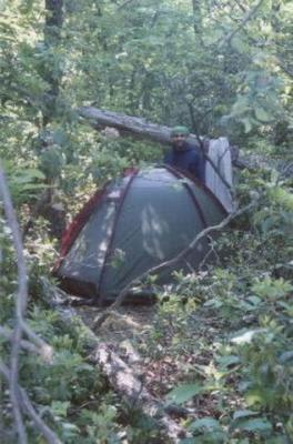 Hiking in Appalachia - Ammar and tent.jpg