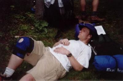 Hiking in Appalachia - Greg taking a suspicious nap.jpg