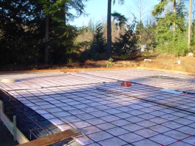Floor steel and insulation in place