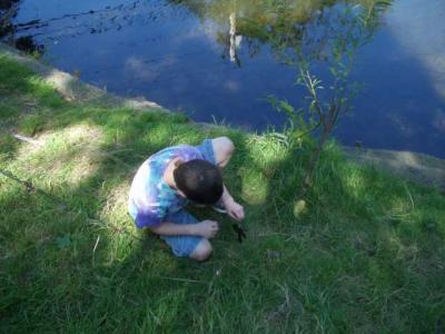 Michael releases the fish