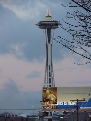Space Needle in Christmas livery