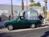The green Datsun and the 1969 airstream