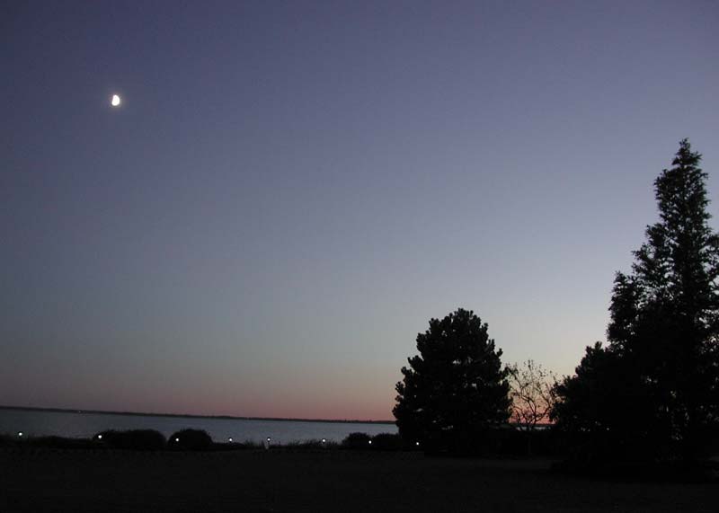 Sunset looking South - Southwest with the moon.