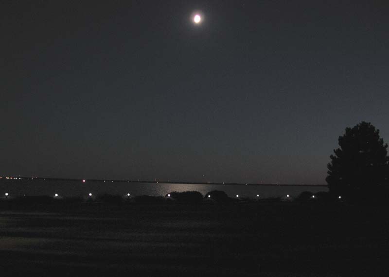 Directly South over the bay, a few minutes later.
