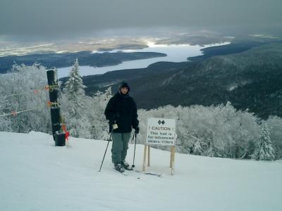 The sign reads this trail is for really advanced  skiers only..Oh yea I fell down this trail no more double blacks for me