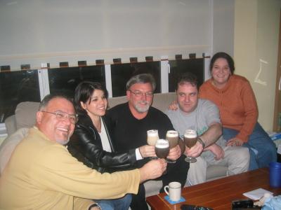 Irish coffee toast Dave & Rosa, Sean, Thomas & Kath